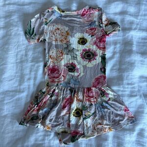 Posh Peanut Bamboo Bodysuit Twirl Short Sleeve Floral 18-24m